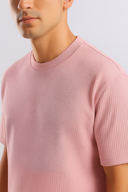 Pink Ribbed T-Shirt - Ultra Stretch Edition