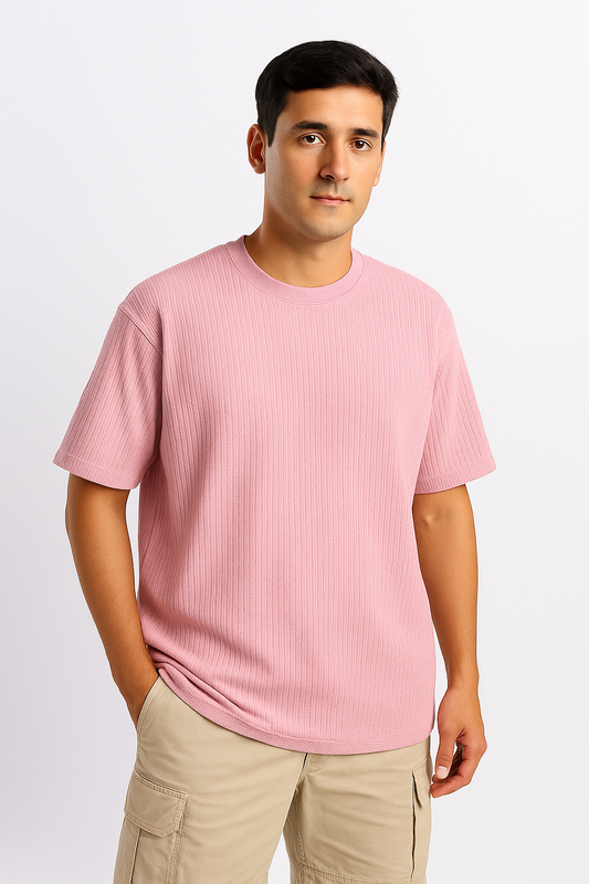 Pink Ribbed T-Shirt - Ultra Stretch Edition