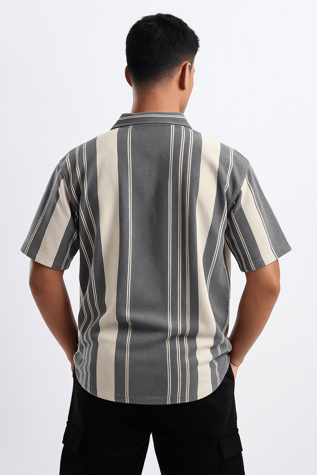Stone Grey Urban Stripe Knit Shirt - styleflea