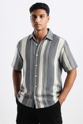 Stone Grey Urban Stripe Knit Shirt - styleflea