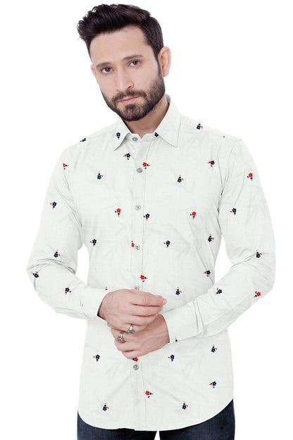 White Floral Cotton Shirt