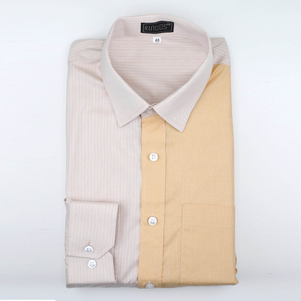 Yellow & Peach Colorblock Cotton Shirt - styleflea