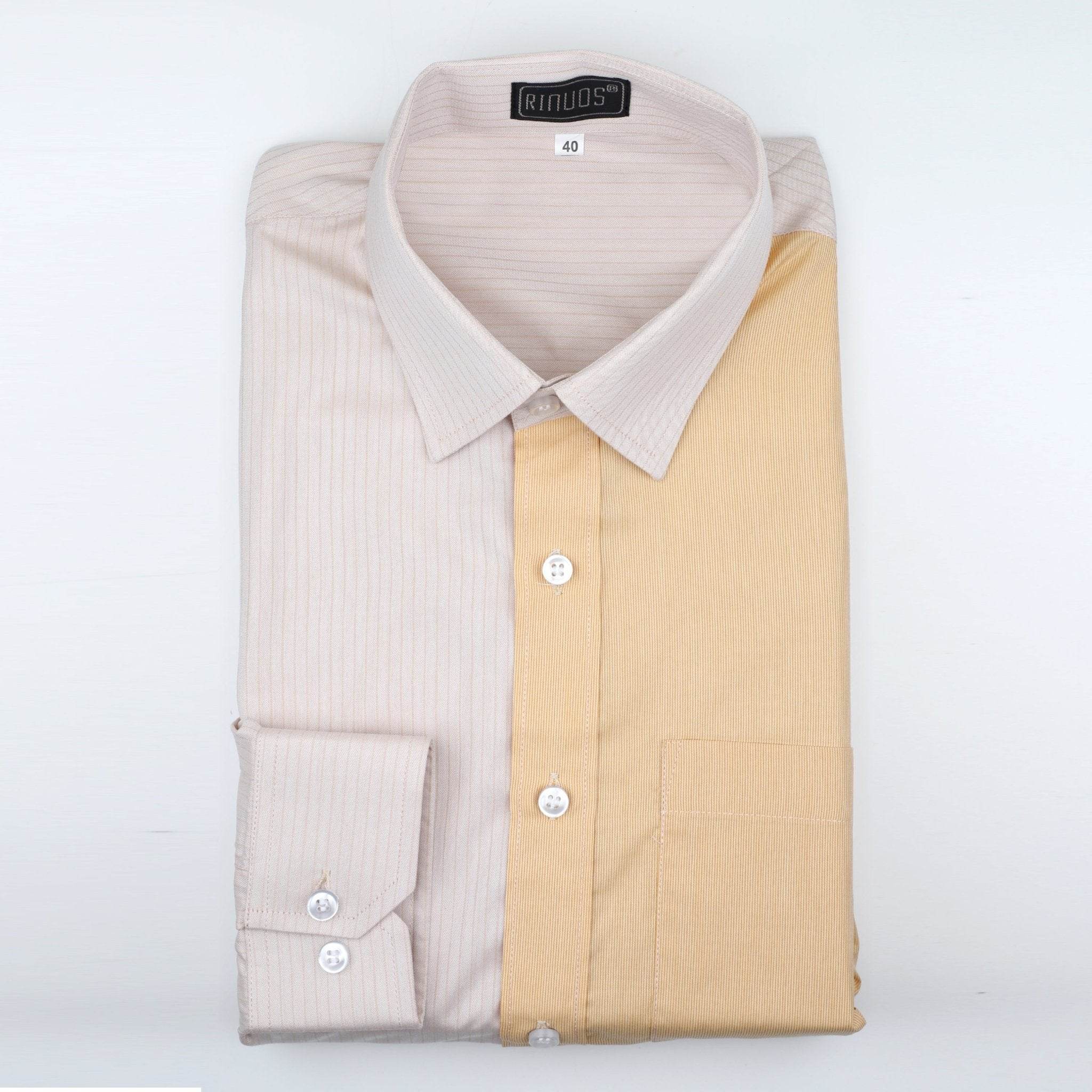 Yellow & Peach Colorblock Cotton Shirt - styleflea