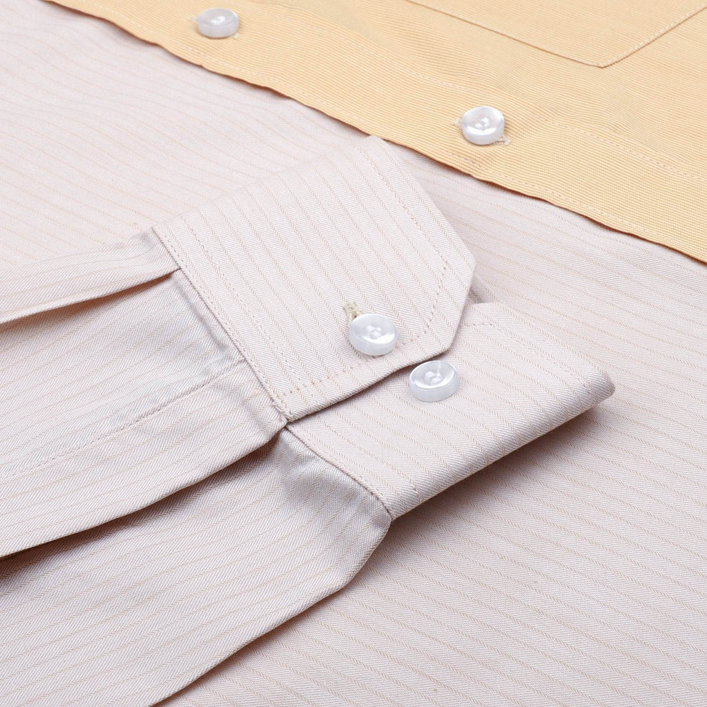 Yellow & Peach Colorblock Cotton Shirt - styleflea