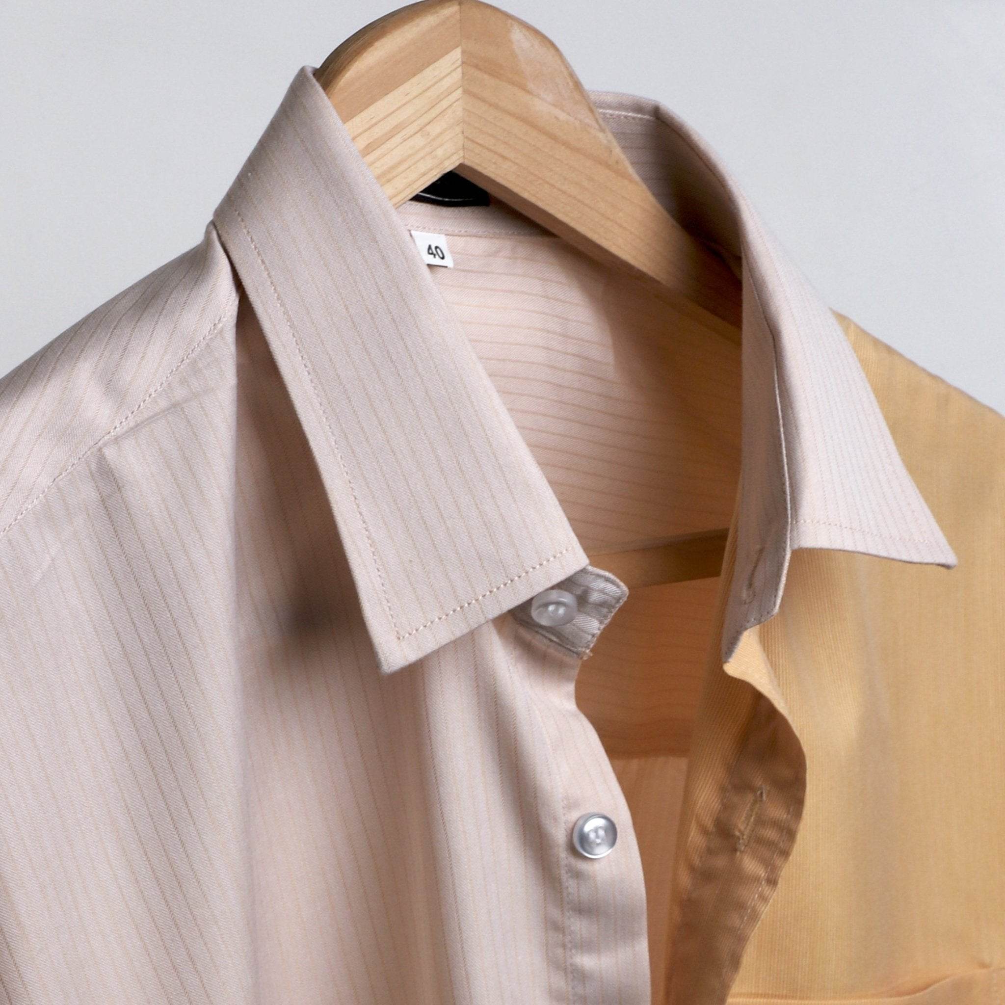 Yellow & Peach Colorblock Cotton Shirt - styleflea