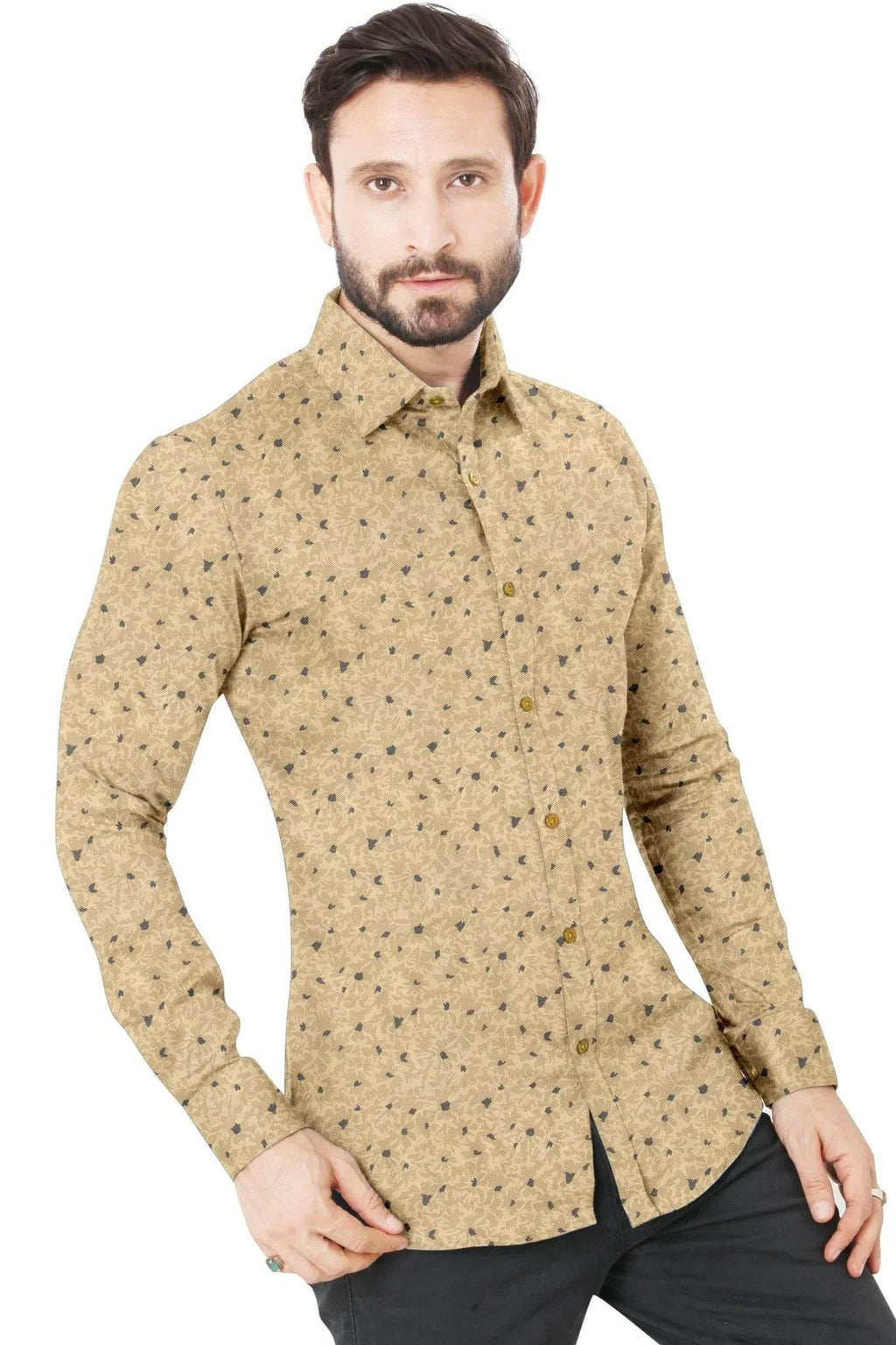 Yellow Printed Cotton Shirt - styleflea