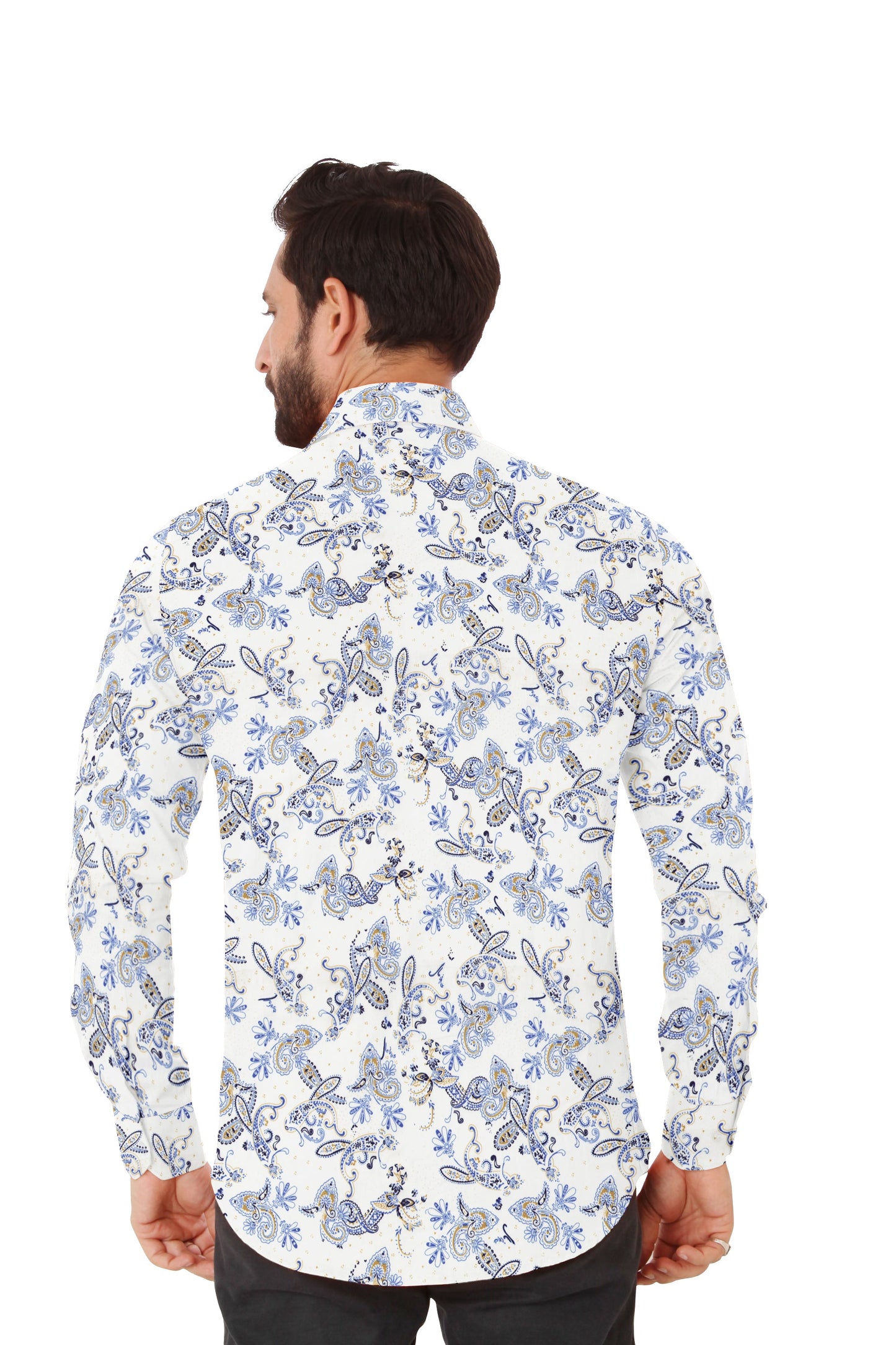 Men's White Printed Causal Shirt Full Sleeves 100% Cotton - Styleflea