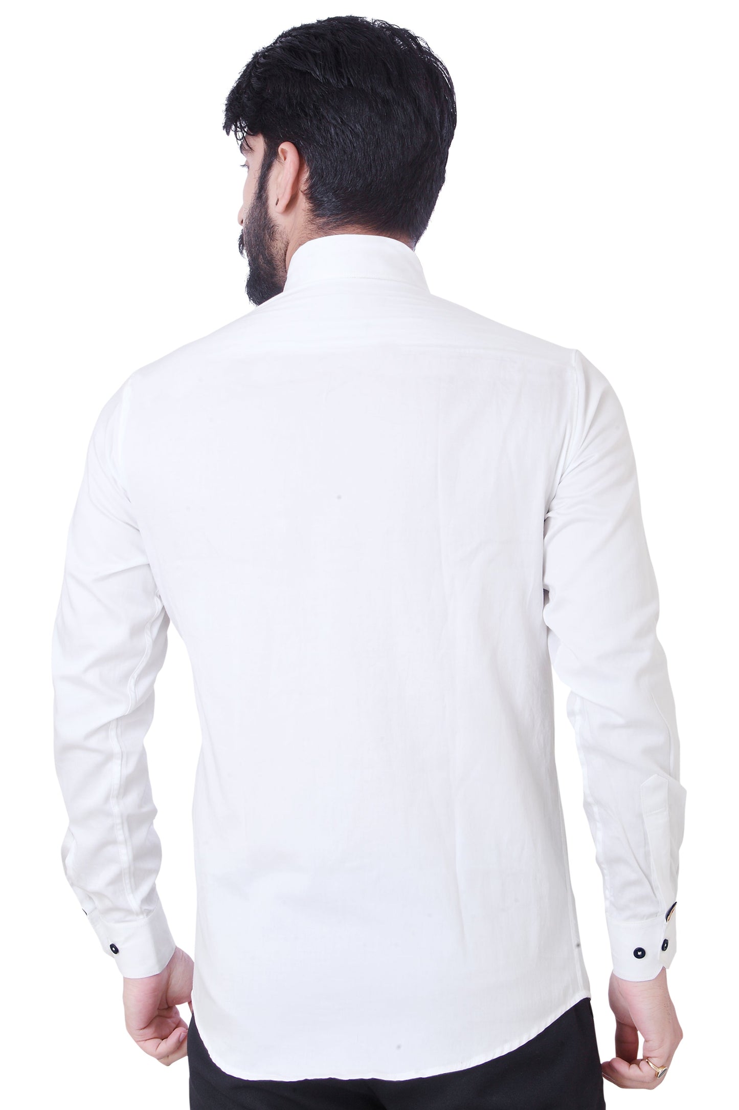 Men White Printed Design Casual Shirt 100% Cotton - Styleflea