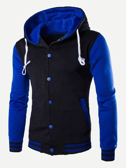 Men Cut And Sew Panel Hooded Jacket - Styleflea