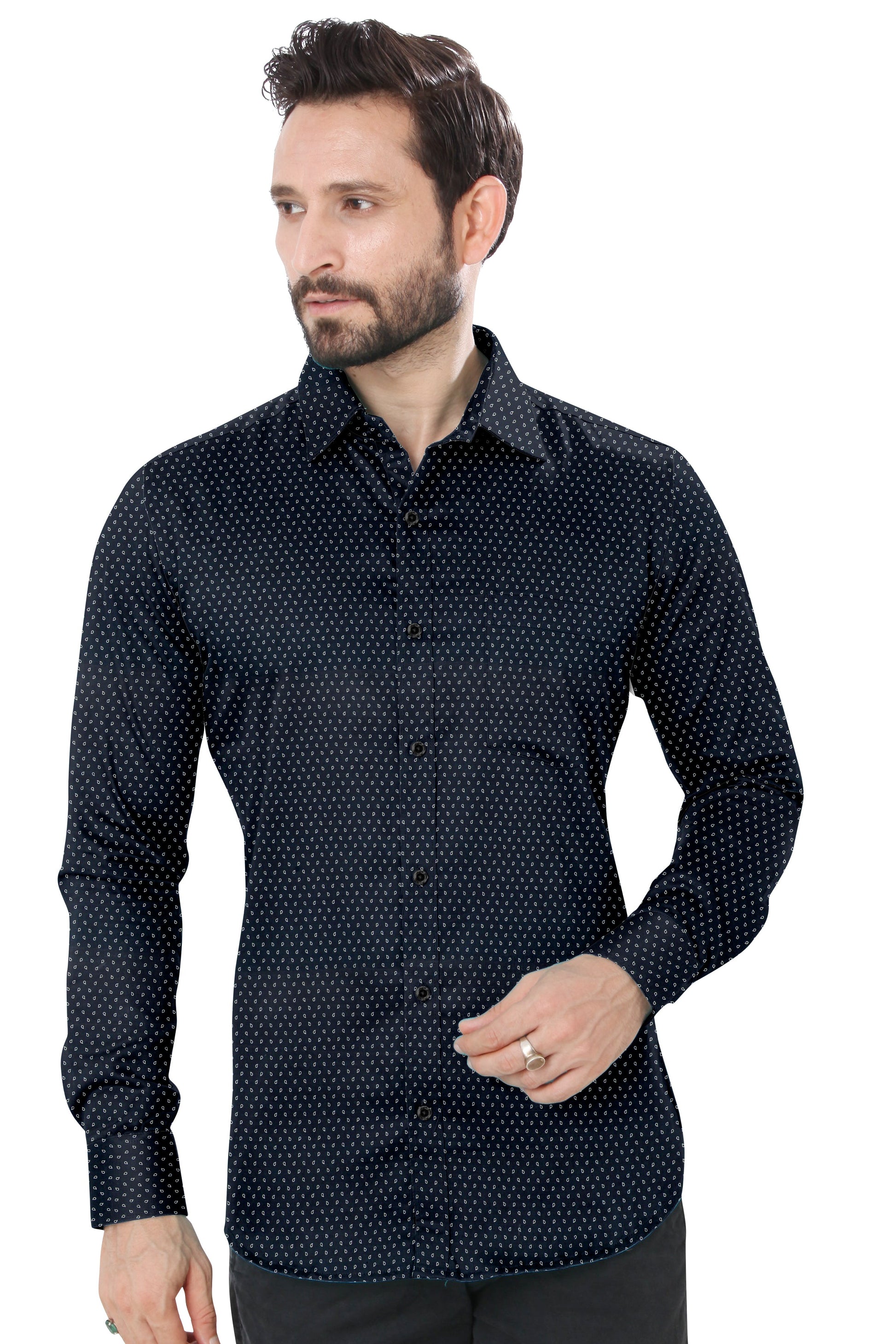 Men's Black Casual Shirt Full Sleeves 100% Cotton 