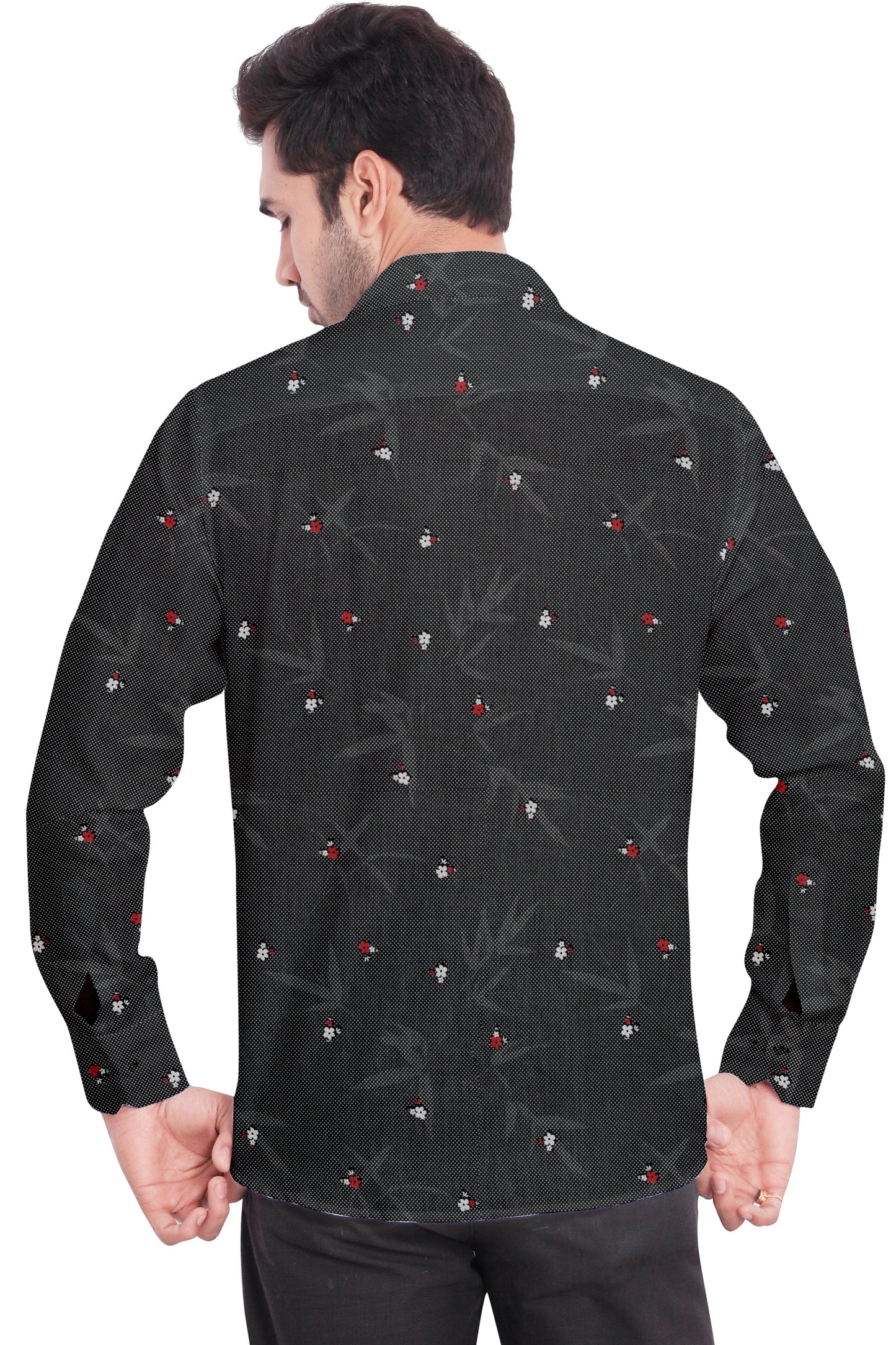 Men's Black Flower Printed Casual Shirt Full Sleeves 100% Cotton - Styleflea