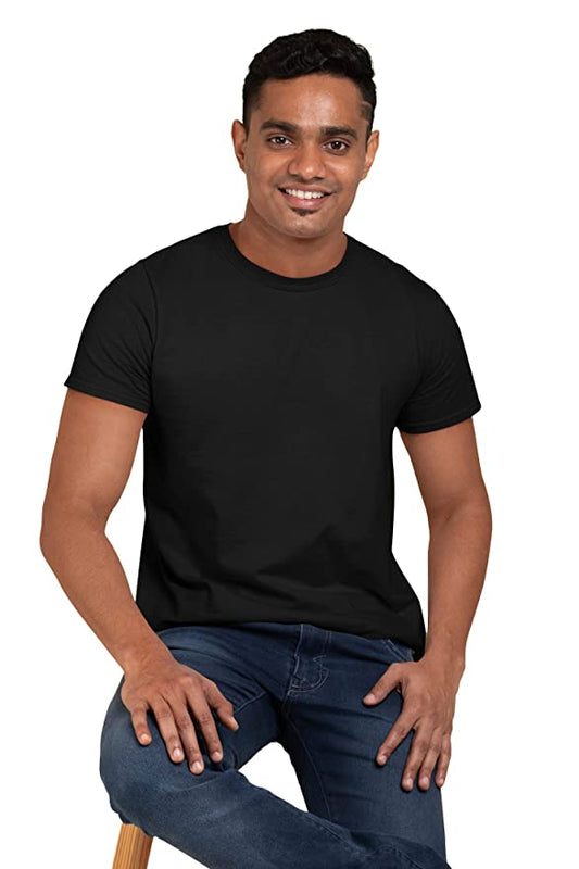 Half Sleeves Crew Neck T-shirt - Black