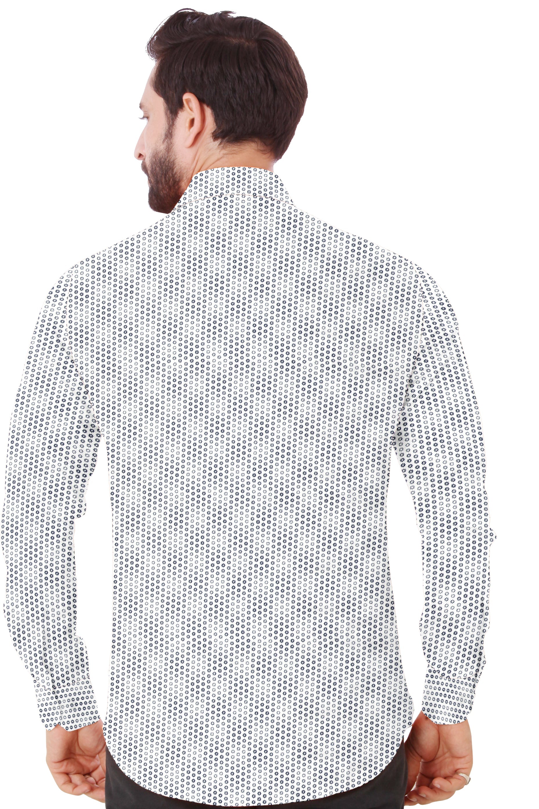 Men's White Design Casual Full Sleeves 100% Cotton - Styleflea