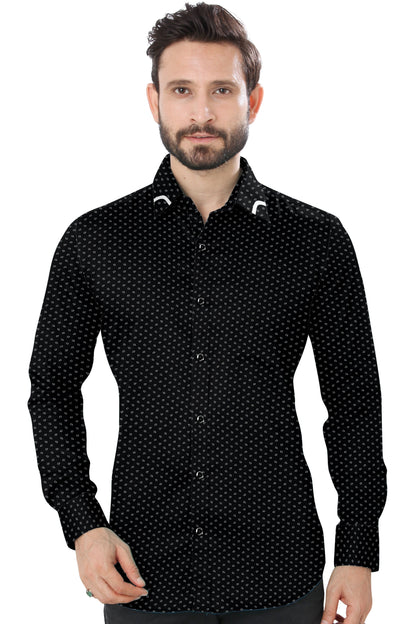 Men's Black Design Casual Shirt Full Sleeves 100% Cotton 