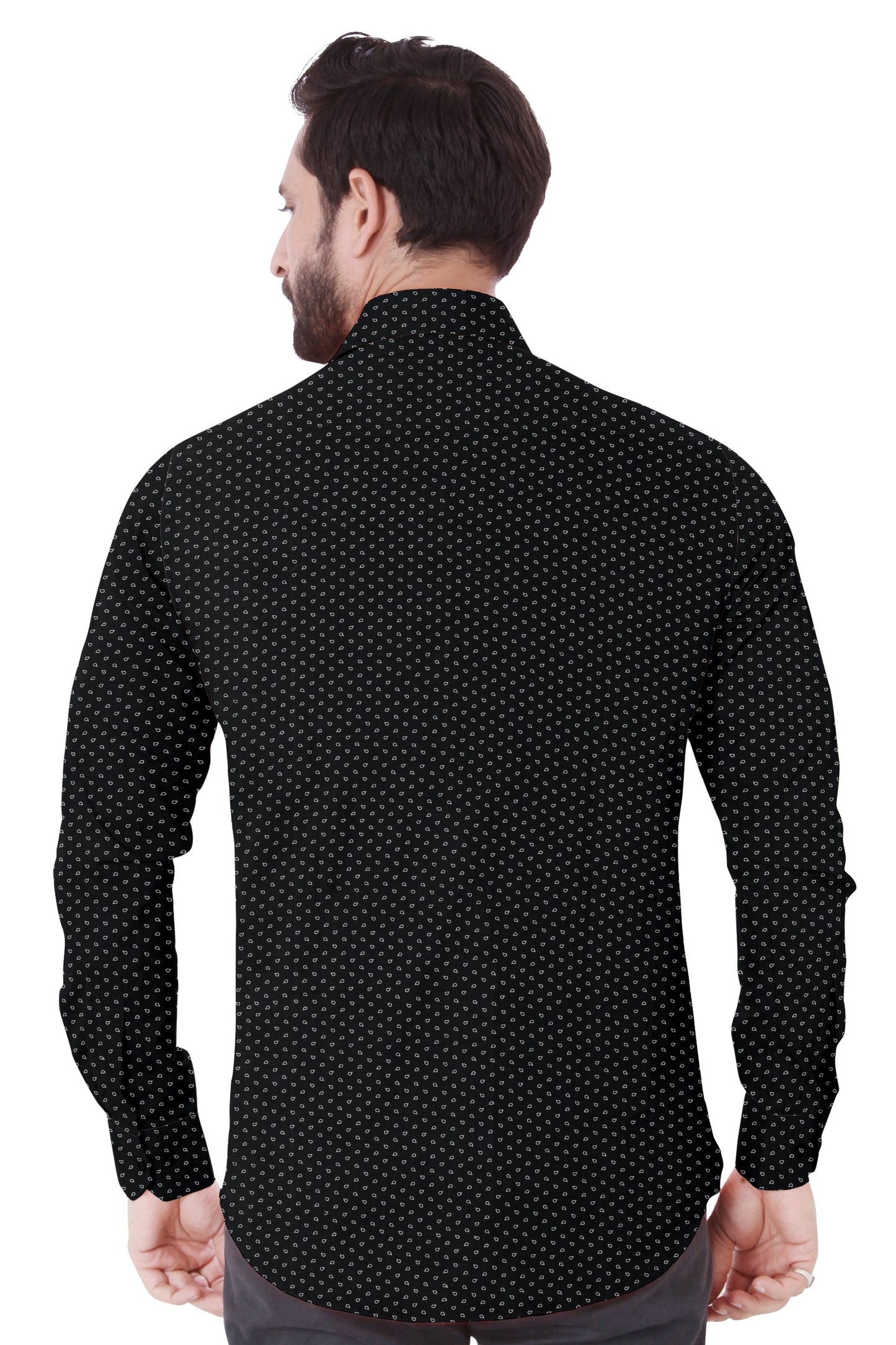 Men's Black Design Casual Full Sleeves 100% Cotton - Styleflea
