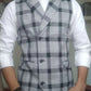 Men Plaid Double Breasted Pointed Hem Vest (ONLY VEST/NO SHIRT & TIE )