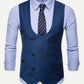 Men Solid Double Breasted Pointed Hem (ONLY VEST/NO SHIRT & TIE )