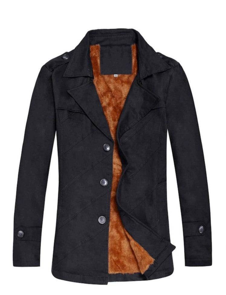 Men Velvet Lined Jacket Black - styleflea