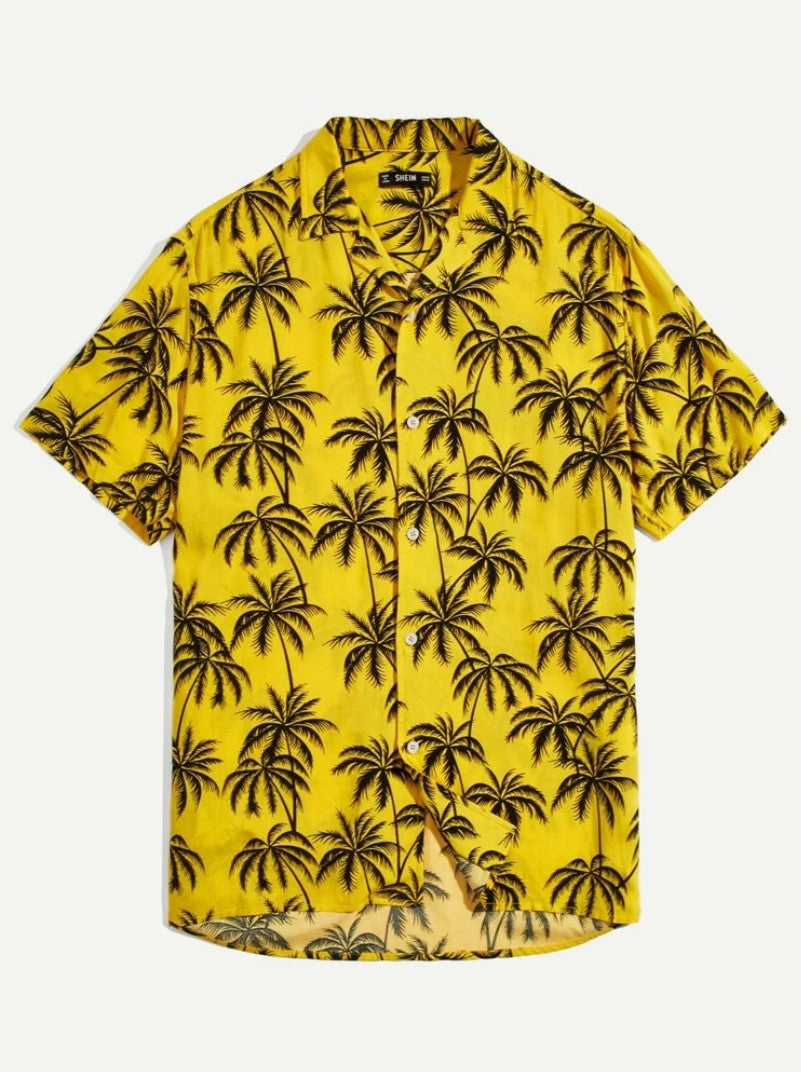 Men Tropical Print Button Front Shirts
