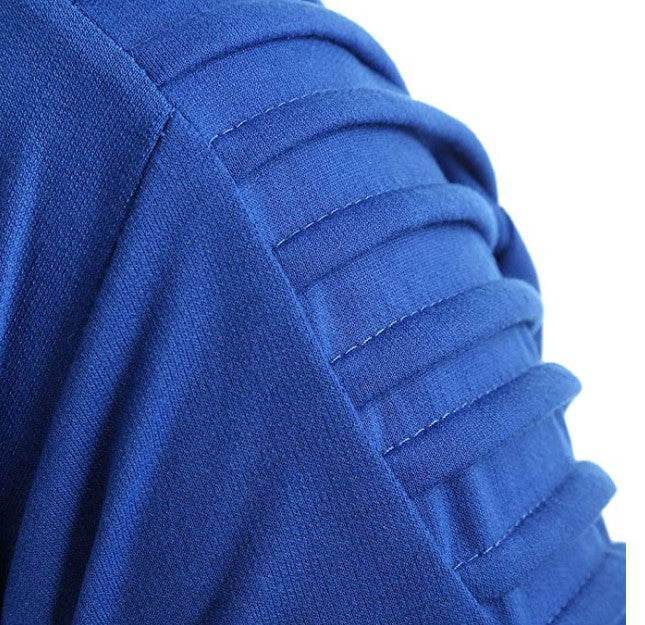 Gradient Print Shoulder Pleated Sports Zip Hoodie - styleflea