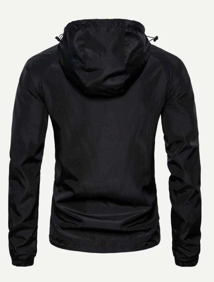 Men Solid Quarter Zip Hooded Anorak Jacket