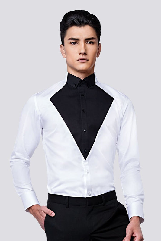 Men Black Patch Printed Design Casual Shirt 100% Cotton 