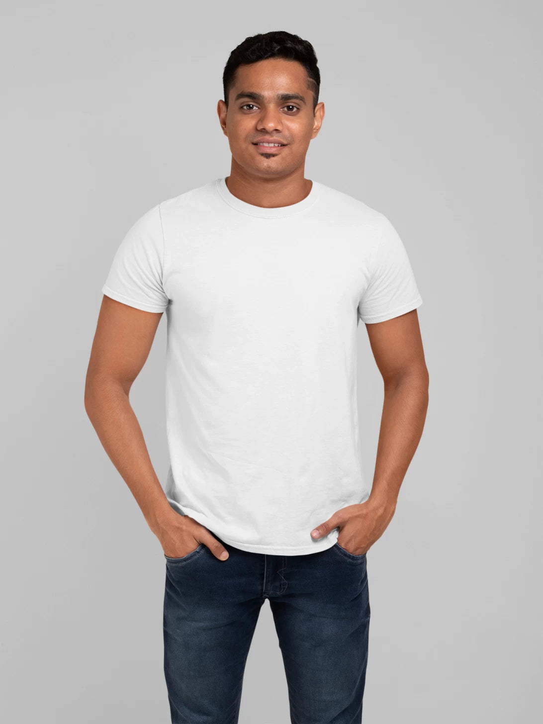 Half Sleeves Crew Neck T-shirt - White